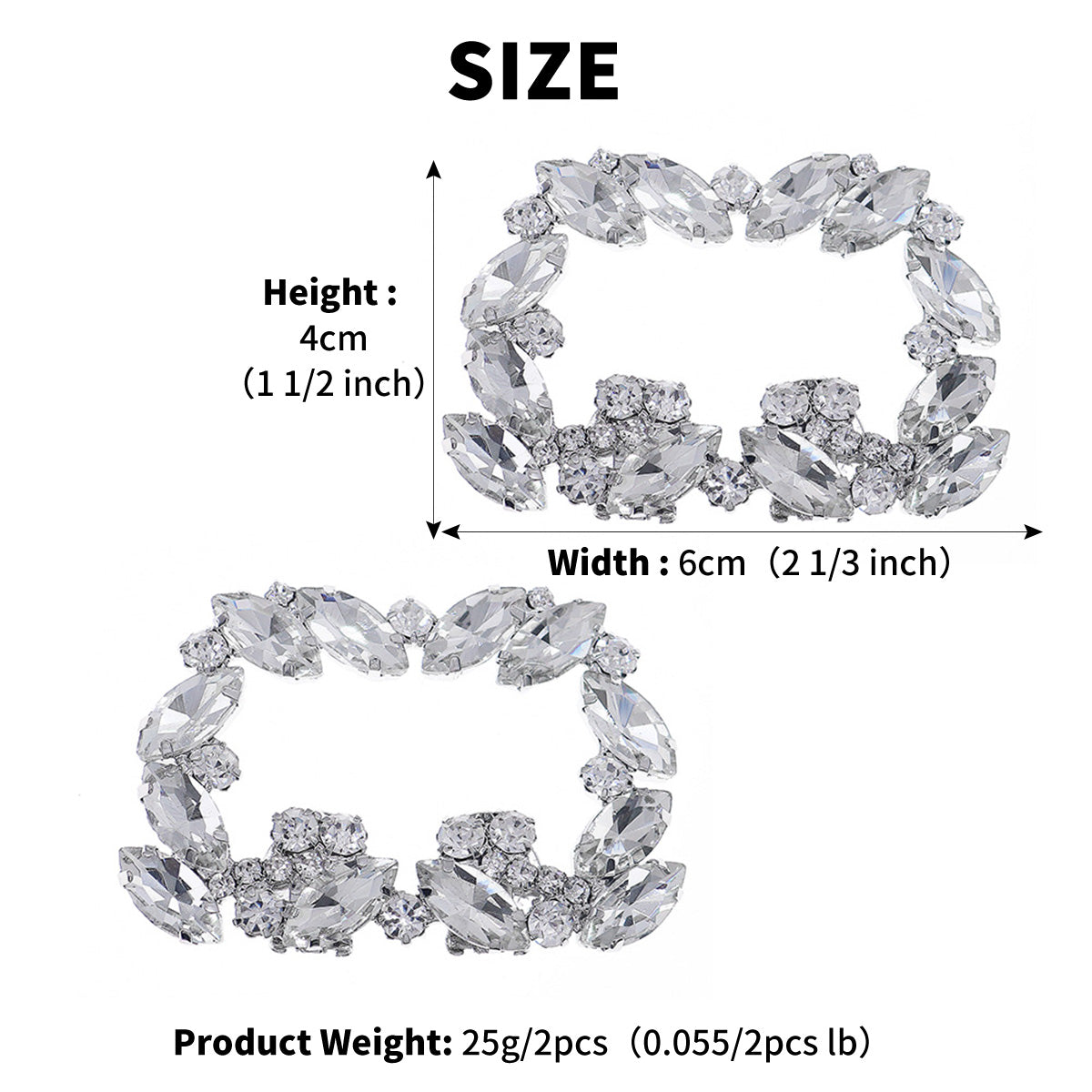 Miallo European American Bridal Accessories Fashion Rhinestone Shoe Buckle Square Metal Shoe Clips SC-J045
