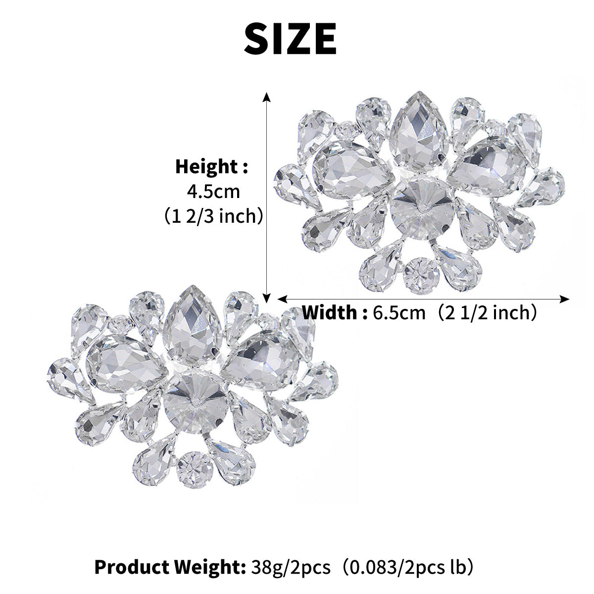 Miallo Exquisite Versatile Bridal Shoe Buckles Fashion Sparkling Rhinestone Shoe Accessories Detachable Shoe Clips SC-J052