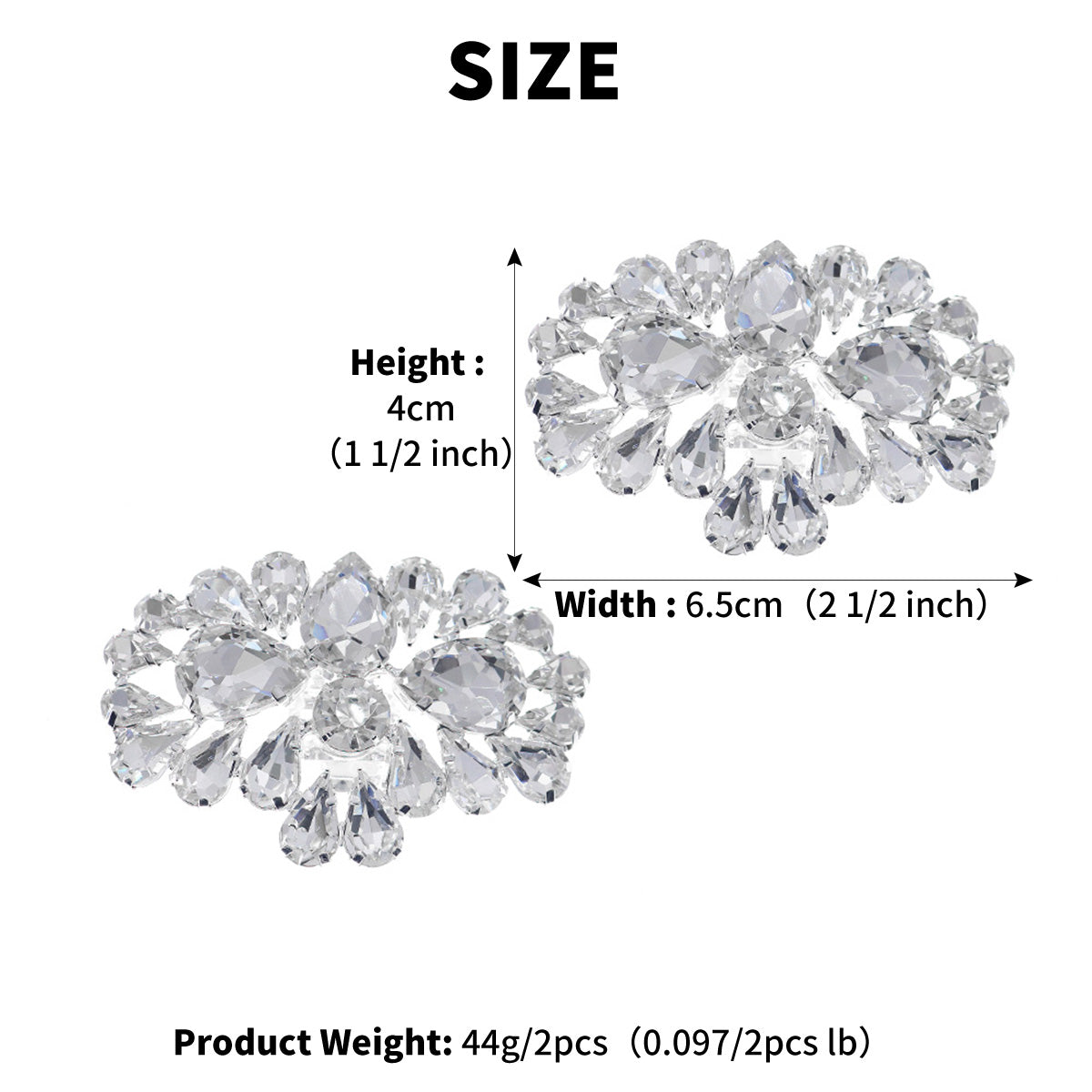 Miallo Shiny Rhinestone Shoe Accessories Stylish Women High Heel Shoe Buckles Metal Decorative Shoe Clips SC-J054