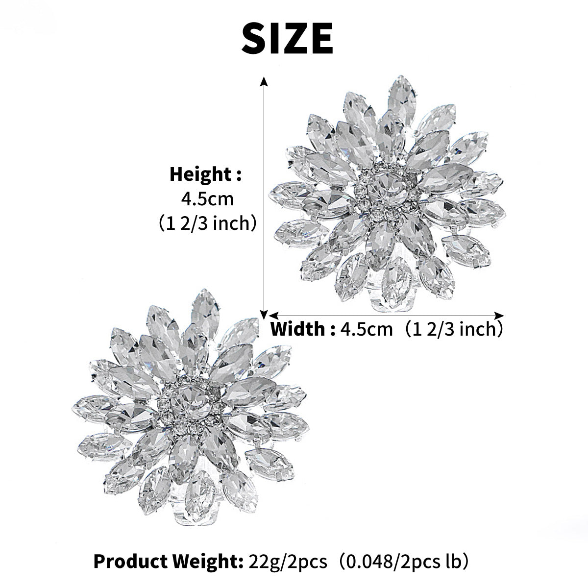 Miallo Bridal Rhinestone Shoe Accessories DIY Detachable Shoe Clips Versatile Shoe Buckles for Wedding Dresses Formal Gowns SC-J064