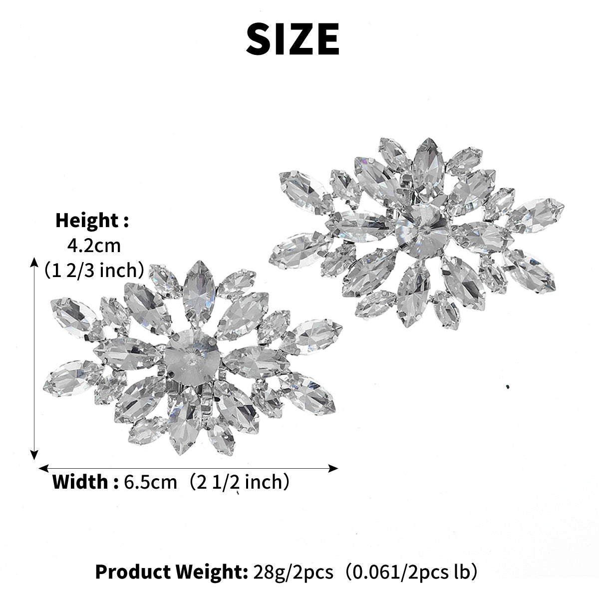 Miallo Luxury Versatile Shoe Accessories Shiny Rhinestone Shoe Buckles Exquisite High-Heel Shoe Clips SC-J078