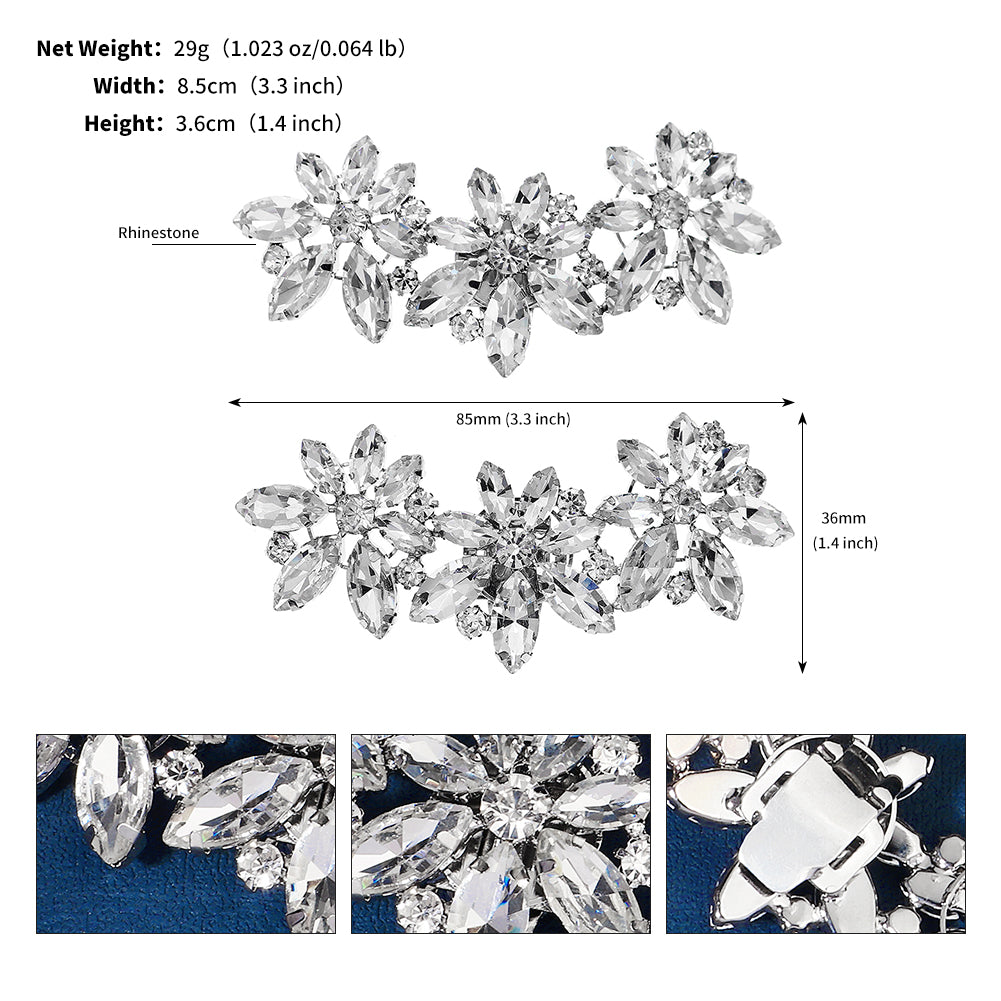 Miallo Versatile Rhinestone Floral Shoe Accessories Fashion Bridal Marquise Cut Rhinestone Shoe Buckles SC-J089S