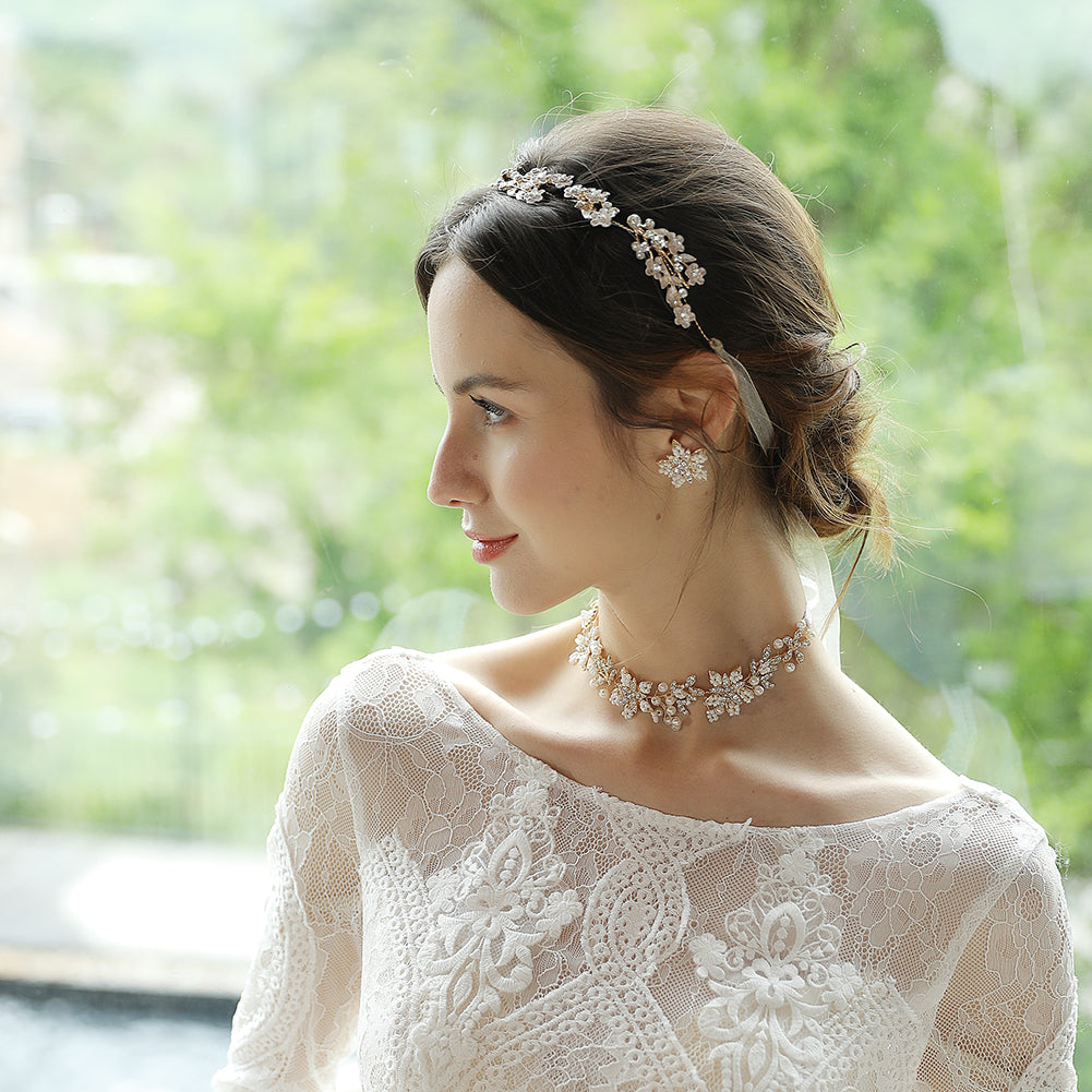 Miallo Delicate Luxury Alloy Flower Embedded With rhinestone Hairband Women Bridal Wedding Hair Accessories HS-J5487