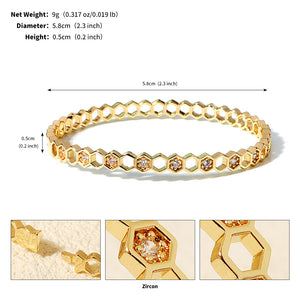 Miallo High Quality Hexagon Hollow Zircon Women Bangle Zircon Copper Jewelry Bracelet Exquisite Gift BS-J5589G