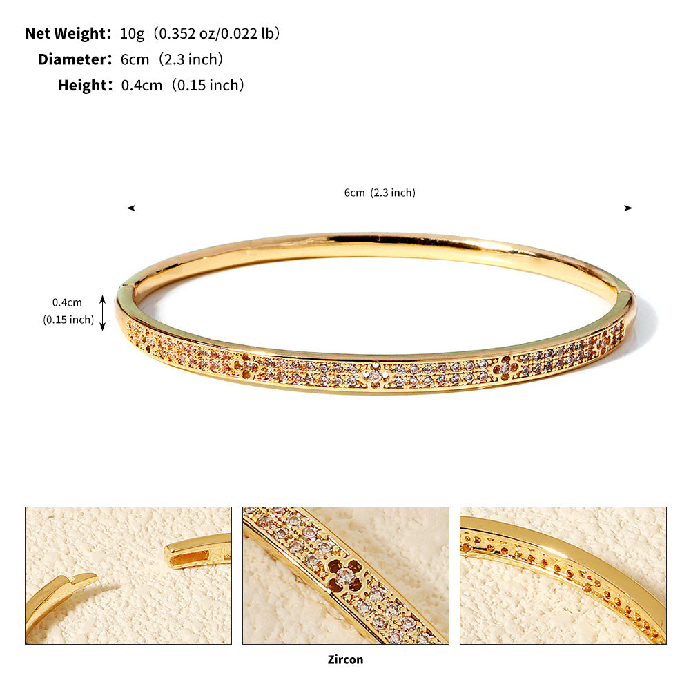 Miallo Trendy Simple Zircon inlay Cutout &nbsp;four-leaf clover bangles fashion women accessories hand jewelry BS-J5588G