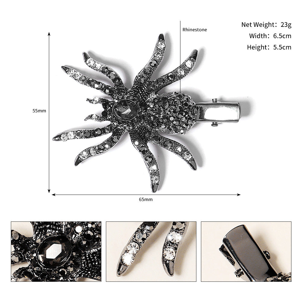 Miallo Exquisite Shiny Spider Rhinetone Hair Clip Halloween Fashion Daily Girl Hair Accessories HS-J6427