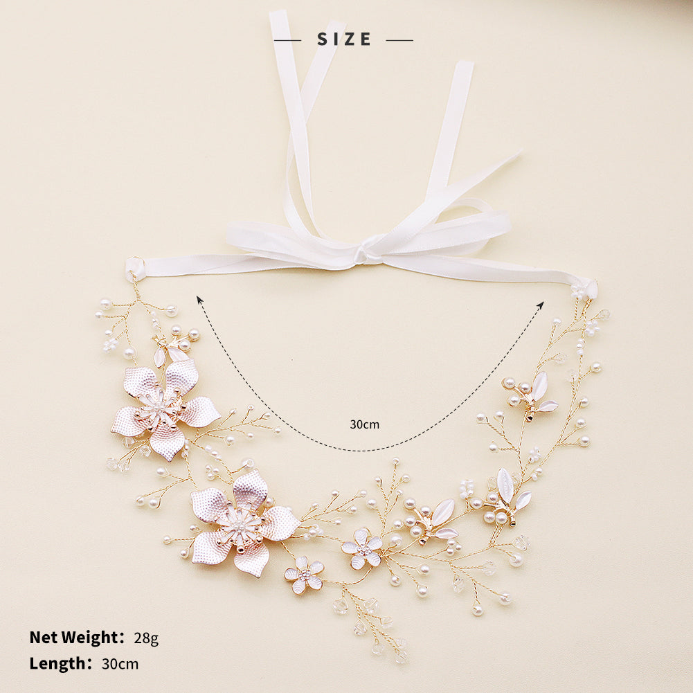 Miallo Gold Flowers Handmade Headpieces Wedding Hair Jewelry Princess Crown Hair Vine Headband for Women HS-J5009