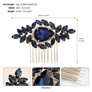 Miallo Luxury Fashion Handmade Wedding Party Hair Accessories Blue Color Crystal Bridal Hair Comb For Women And Girls HS-J7076GBLUE