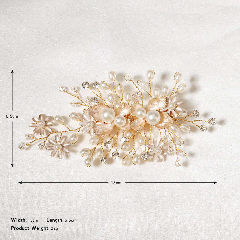 Miallo Exquisite Flower Shap Handmade Fashion Pearl Hair Clip Bridal Wedding Rhinestone Headpiece Jewelry For Women HS-J6147