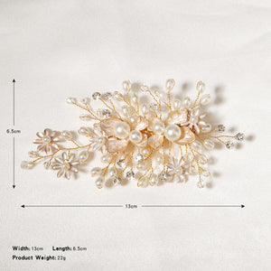 Miallo Exquisite Flower Shap Handmade Fashion Pearl Hair Clip Bridal Wedding Rhinestone Headpiece Jewelry For Women HS-J6147