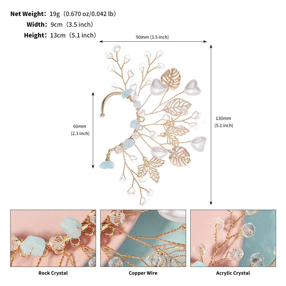 Miallo Elf Fairy Ears Handmade Earrings Creative Heart Shape Pearl Hollowed Flower Leaf Handcraft Ear Accessories ERS-J4285G