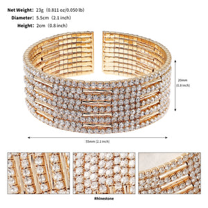 Miallo Shimmering Rhinestone Embellished Wide Bracelet Stylish for Women's Wedding Celebrations and Formal Events BS-J5481G