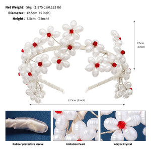 Miallo Exquisite Red Crystal Imitation Pearl Flower Hair Jewelry Fashion Bride Wedding Head Accessories For Girls Birthday Gift TS-J3356