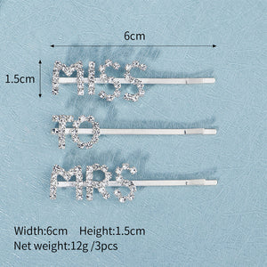 Miallo Exquisite Bling Crystal Hair Clip (3 pcs/pack) Letter Hair Accessories Elegant Bride Wedding Rhinestone Hair Jewelry HS-J6275