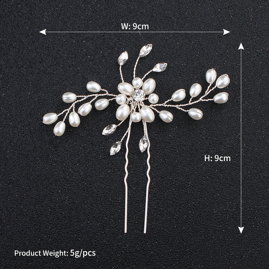 Miallo Simple Pearl Hair Pins (3 pcs/pack) Bridal Wedding Sets Party Hair Accessory Wedding Flower Rhinestone Hair Pins HS-J4475