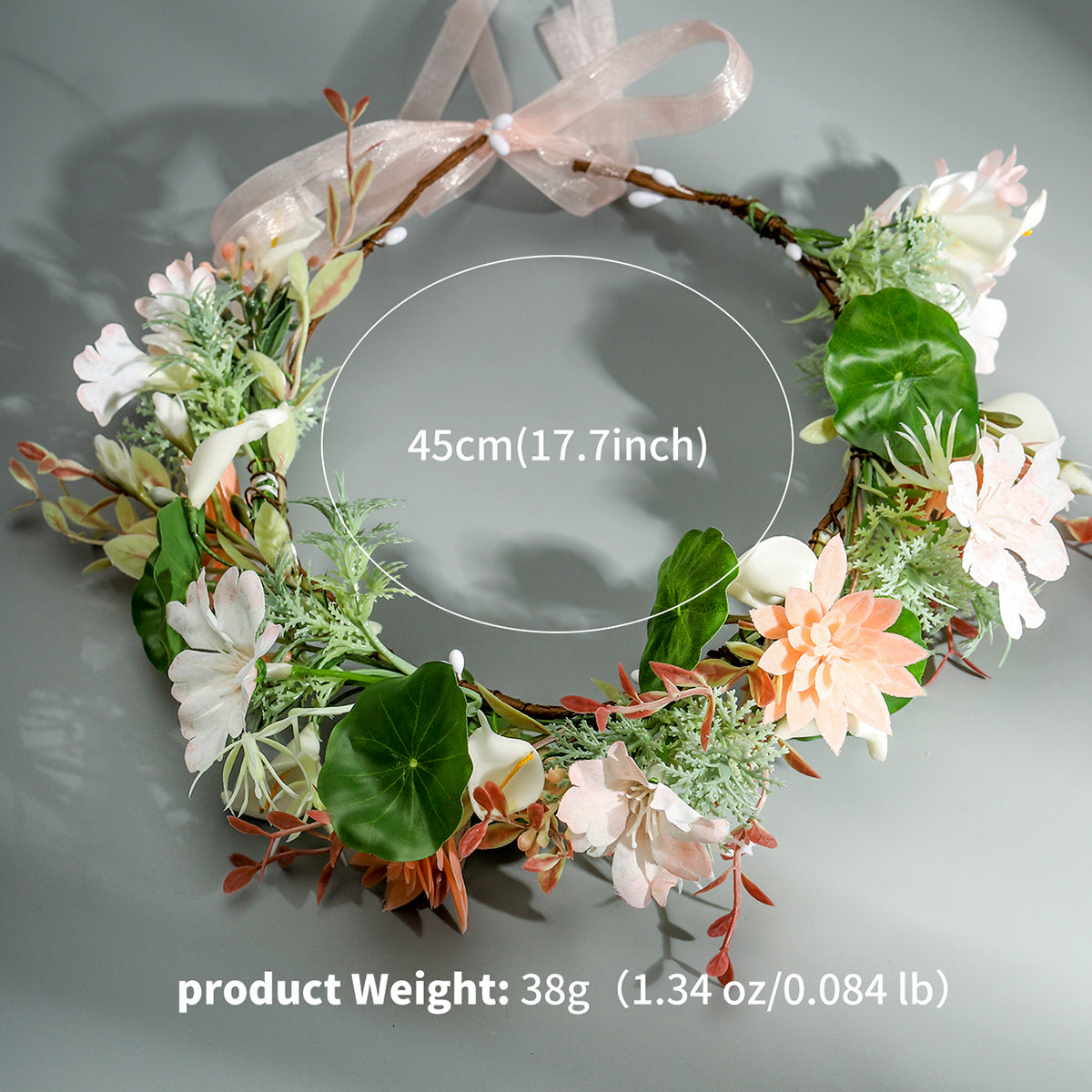 Miallo Women's Fabric Wedding Wreath Crown Headband Artificial Flower Wreath Girl Bridesmaid Birthday Party Dress Up Props HS-J7172