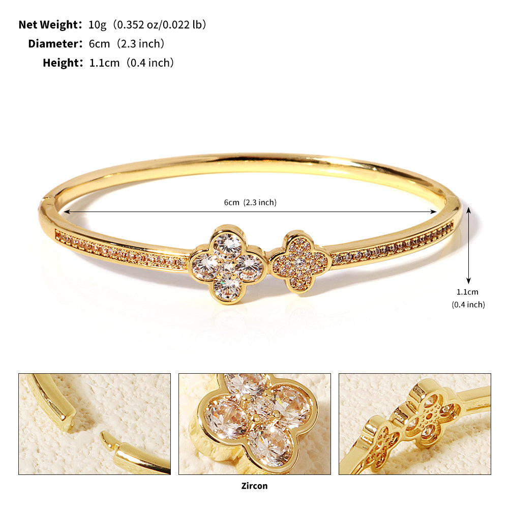 Miallo Light Luxury Zircon Flower Lucky Grass Clasp Bracelet Minimalist Versatile High End Bracelet for Women BS-J5581G