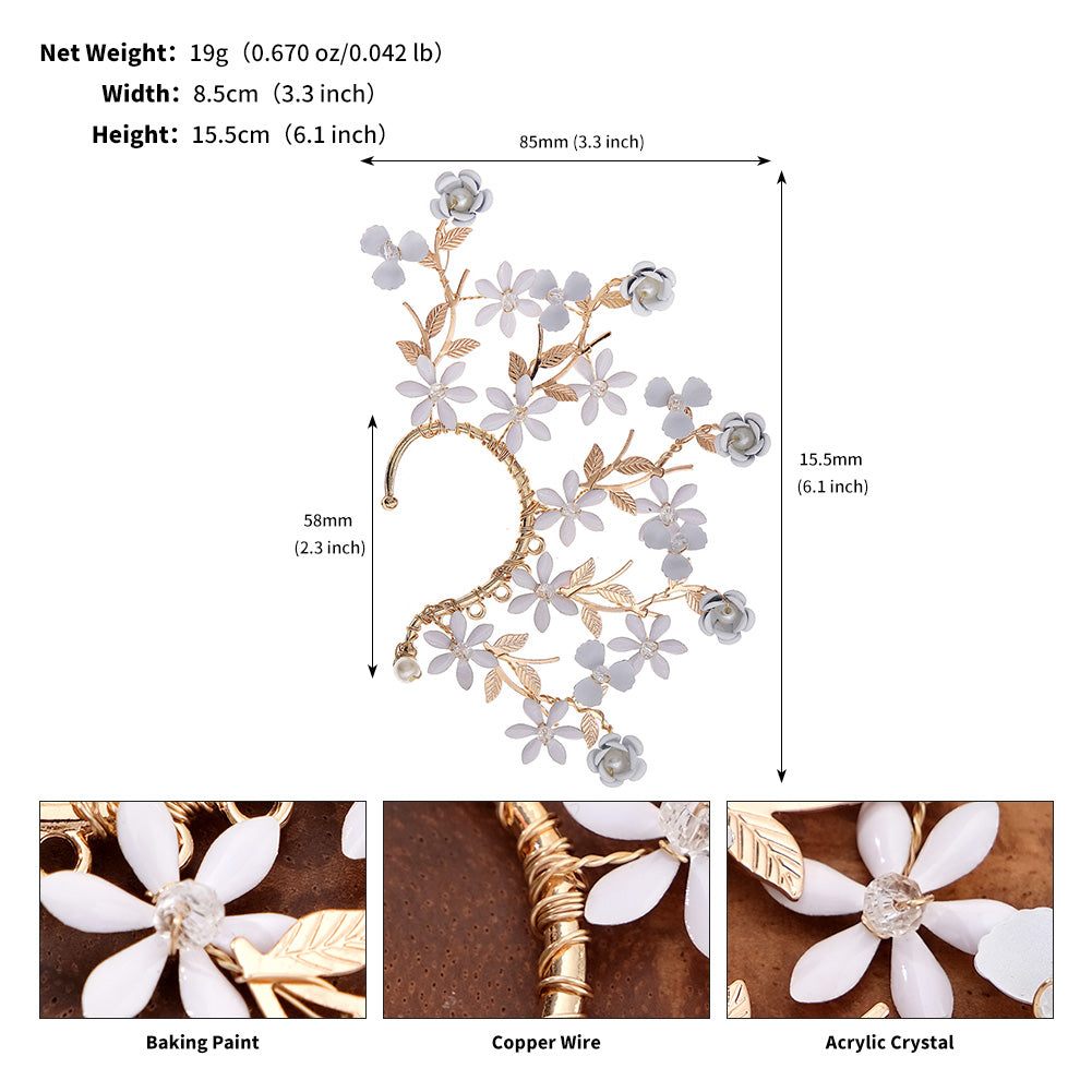 Miallo Delicate Handmade Rose Flower Branch Vine Leaf Elf Tassel Earrings Fashion Shiny Crystal Pearl Ear Jewelry ERS-J4283G