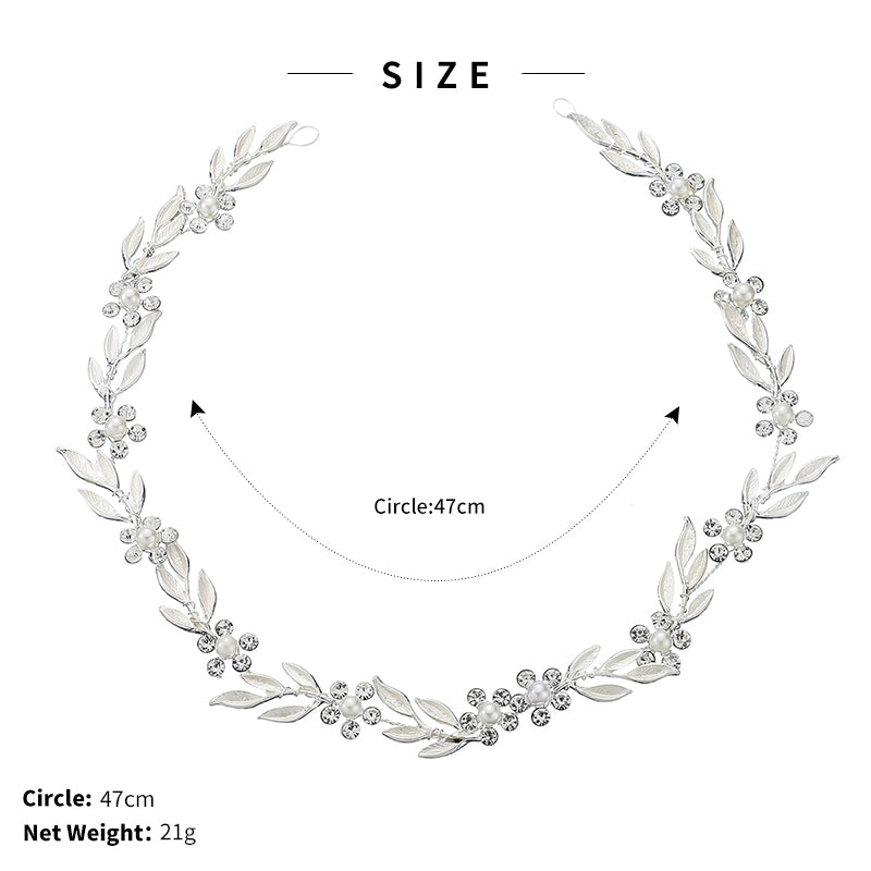 Miallo Elegant Pearl Rhinestone Leaf Hair Band Bridal Fashion Flower Hair Accessories For Girls Birthday Gift HS-J4694