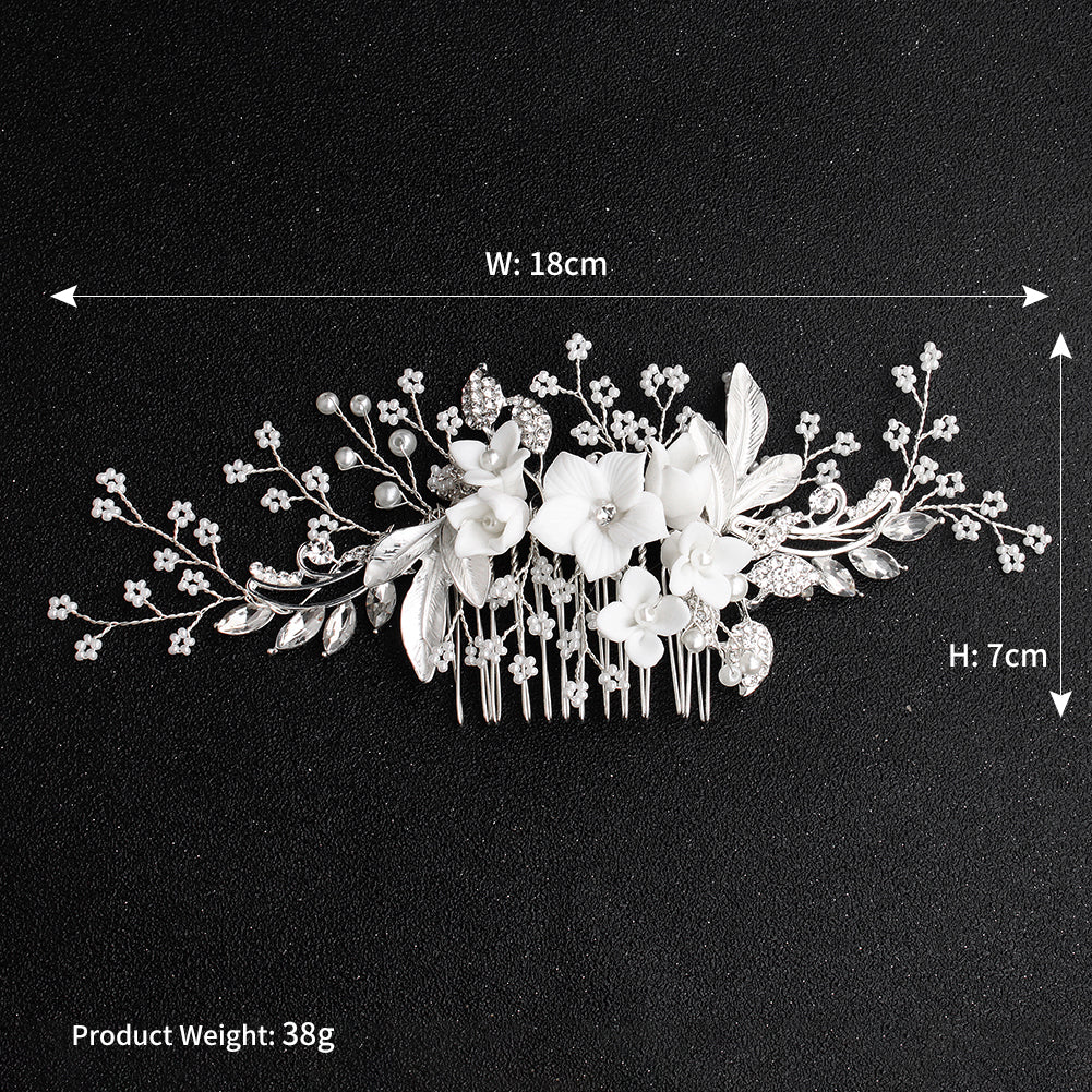Miallo Exquisite Ceramic Flowers Wedding Hair Comb Bridal Handmade Headpieces Women Hair Jewelry Accessories HS-J5434
