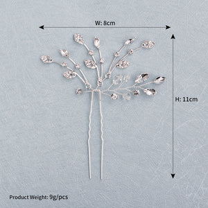 Miallo Fashion Elegant Rhinestone Leaf Hair Pins(2 pcs/pack) Simple Shiny Crystal Beads Bridal Wedding Hair Accessories HS-J4334