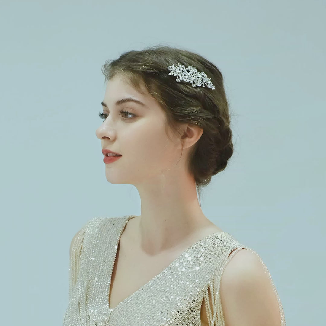Miallo Vintage Elegant Rhinestone Flower Hair Side Comb Fashion Bridal Wedding Hair Accessories for Girl HS-J4272