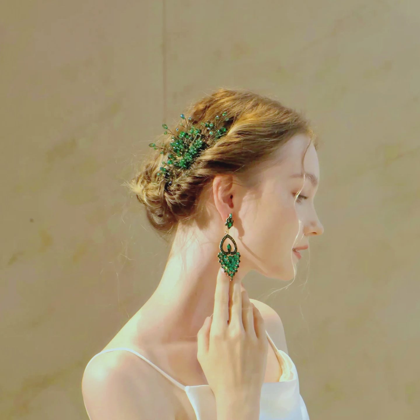 Miallo Exquisite handmade green crystal hair comb vintage Wedding Bride Accessories For Women HS-J6471