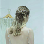 Load and play video in Gallery viewer, Miallo Luxury Pearl Double Hair Comb Women Metal Gold Leaf Rhinestone Wedding Bridal Hair Headpiece HS-J6311
