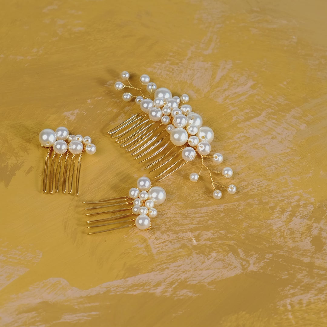Miallo Vintage Handmade Knitting Pearl Hair Combs Wedding Accessories For Girls HS-J6903G