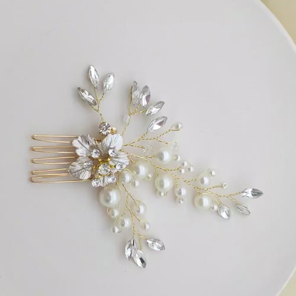 Miallo Exquisite Rhinestone Flower Pearl Hair Comb Fashion Gorgeous Crystal Hair Accessories For Wedding HS-J4412