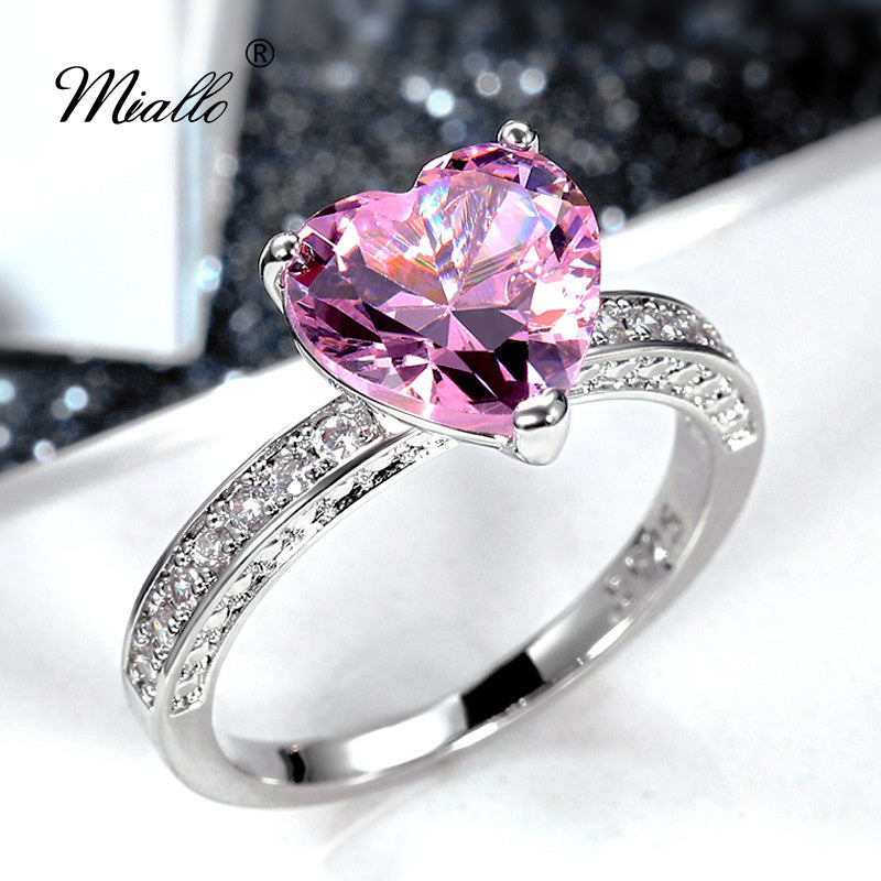 [miallo] Ring R200 Heart Shaped Pink Zircon Ring