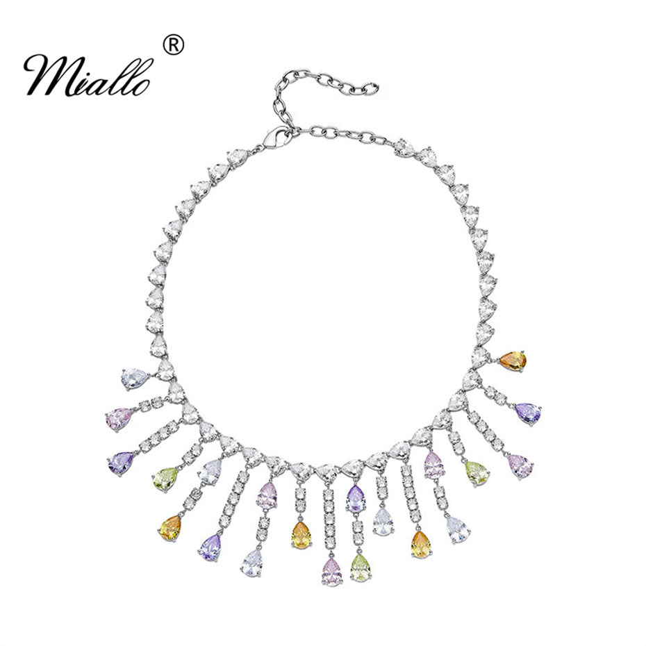 [miallo] Necklace N6 Colorful Cubic Zirconia Women Necklace