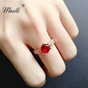 [miallo] Ring R49 Fashion Rose Gold Ruby Ring