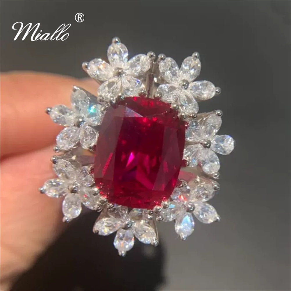 [miallo] Ring R175 Flower Cubic Zirconia Red Ring