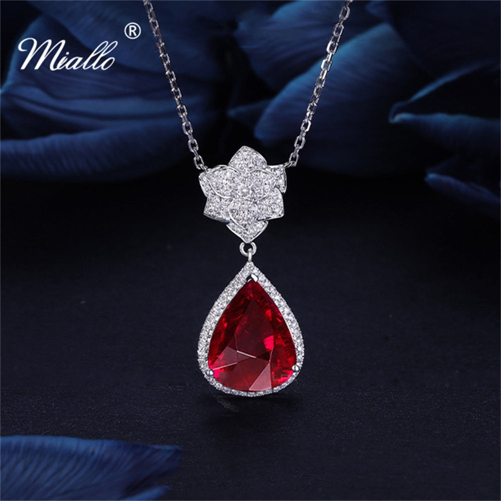 [miallo] Necklace N28 Full Rhinestone Rose Water Drop Necklace