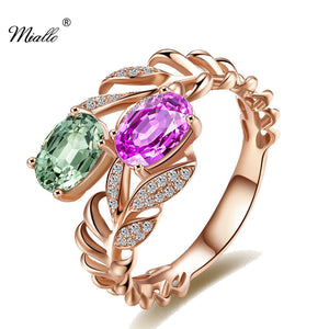 [miallo] Ring R139 Fashion Leaf Rhinestone Women Ring