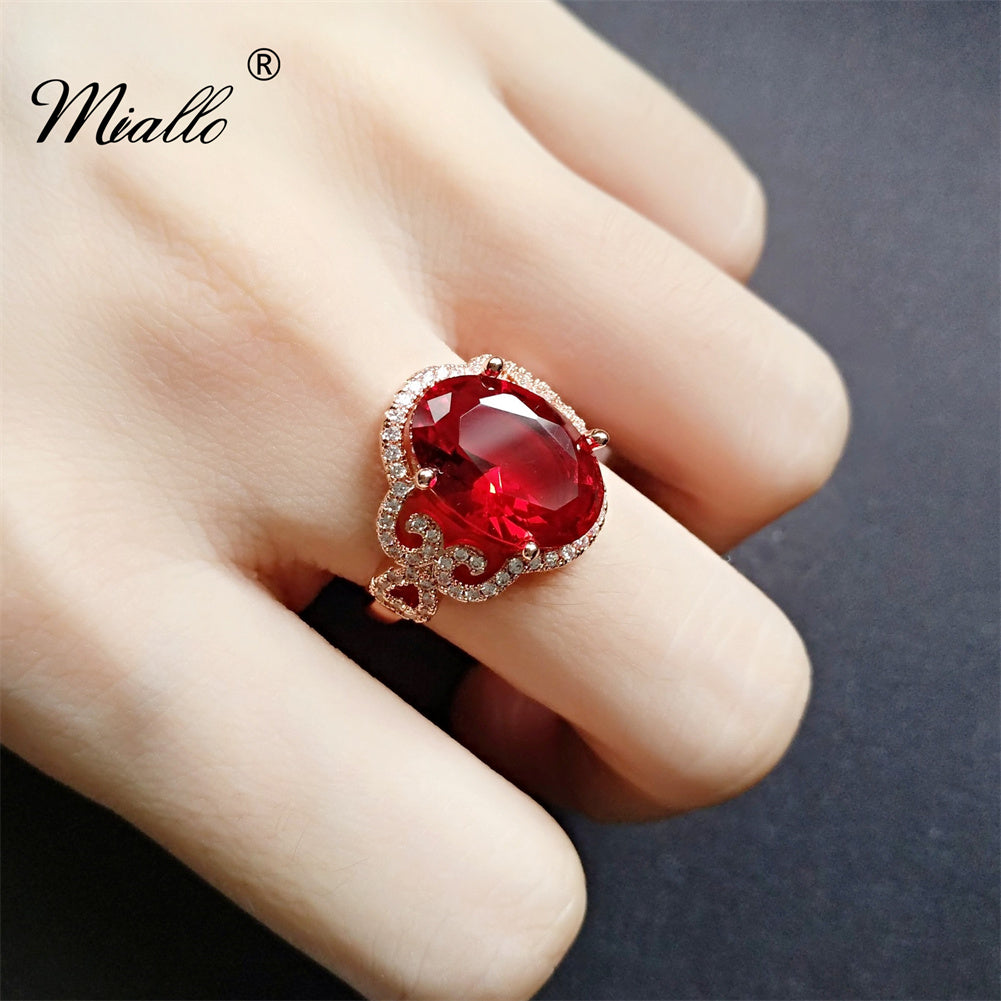 [miallo] Ring R45 Elegant Rose Gold Ruby Ring