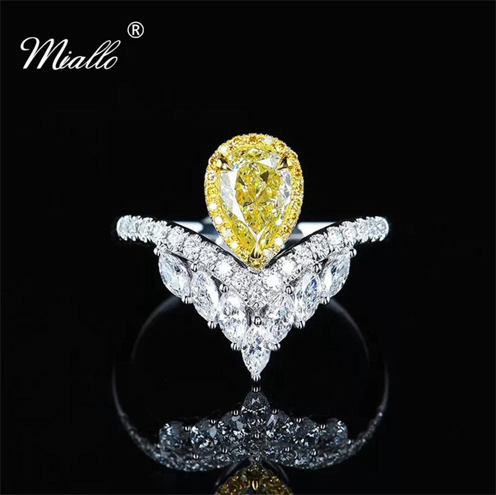 [miallo] Ring R176 Yellow Cubic Zirconia Elegant Ring