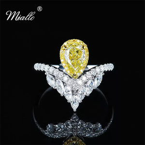 [miallo] Ring R176 Yellow Cubic Zirconia Elegant Ring