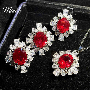 [miallo] Jewelry Set S26 Red Cubic Zirconia Jewelry Set