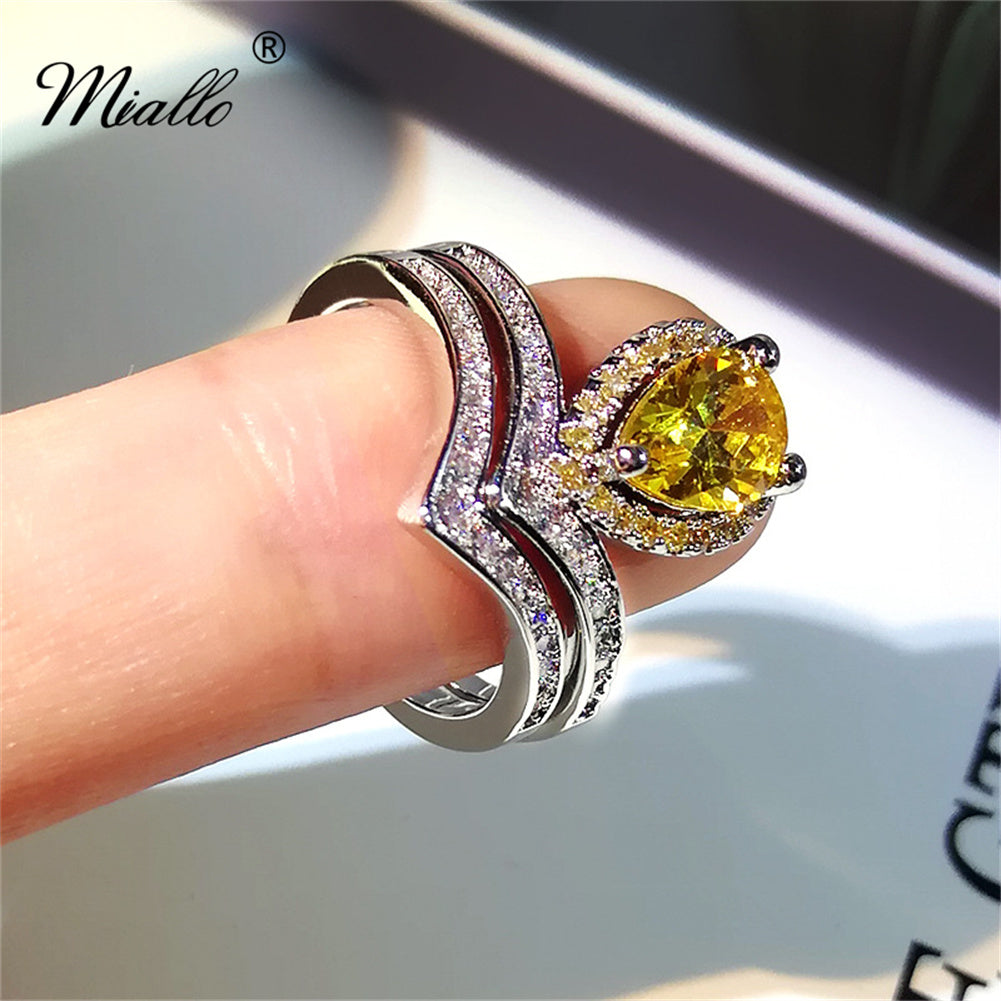 [miallo] Ring R62 Classic Yellow Cubic Zirconia Ring