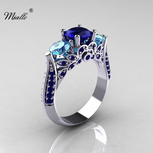 [miallo] Ring R140 Fashion Blue Full Rhinestone Women Ring