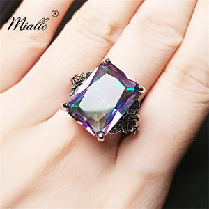 [miallo] Ring R42 Colorful Square Imitation Topaz Ring
