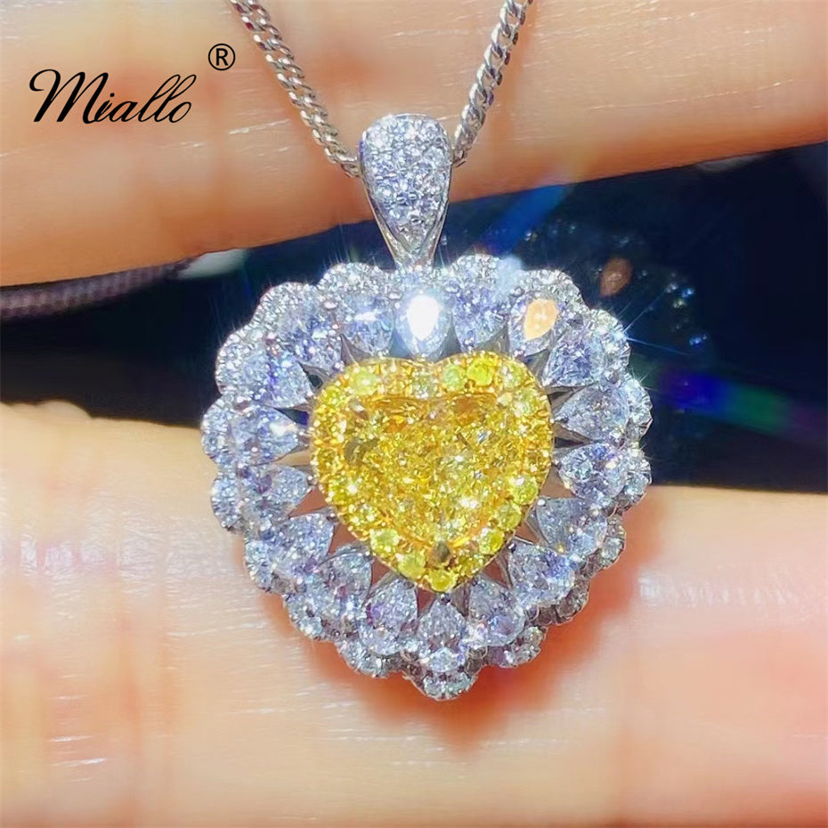 [miallo ] Necklace N21 Heart-shaped CZ Stone Pendant Necklace