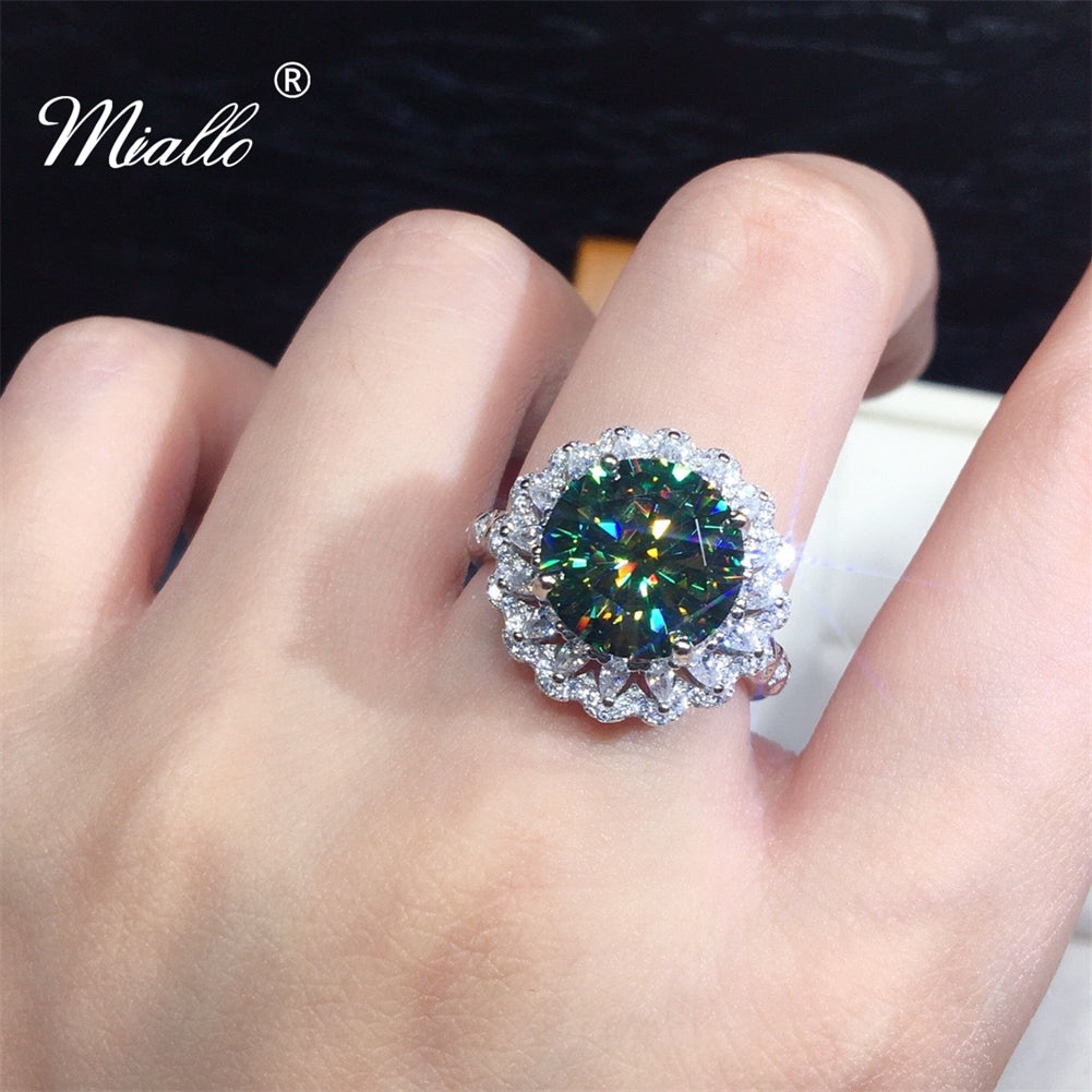 [miallo] Ring R85 Shiny Sunflower Green CZ Stone Ring