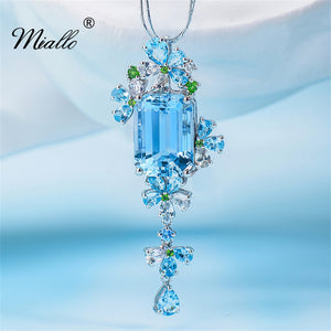 [miallo] Necklace N30 Long Flower Cubic Zirconia Necklace