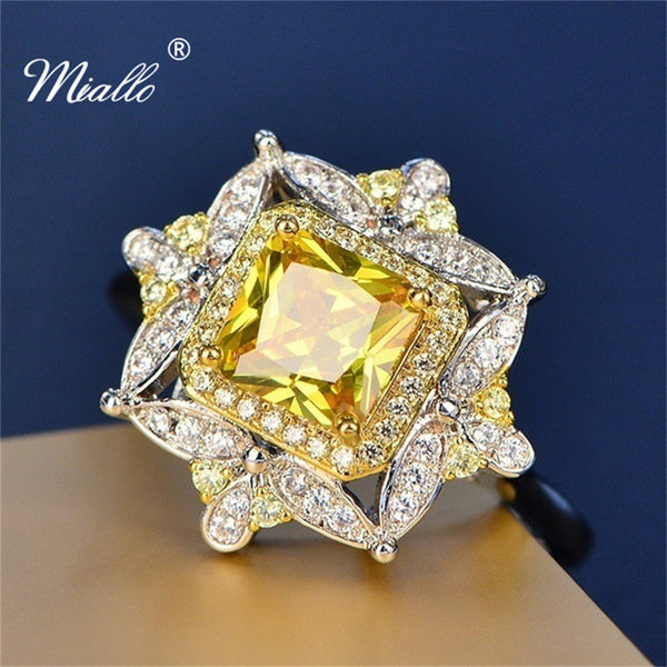 Yellow cubic hot sale zirconia ring