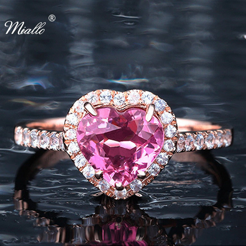 [miallo] Ring R41 Cubic Zirconia Pink Heart Ring