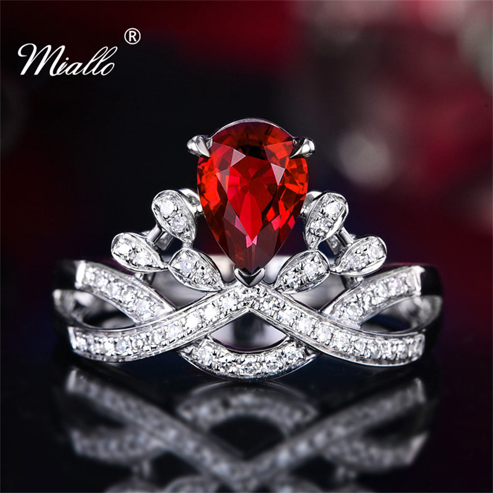 [miallo] Ring R101 Water Drop Pear Shaped Crown Ring