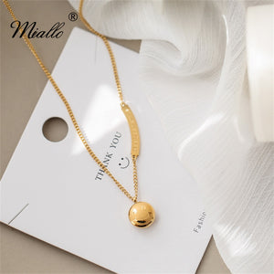 [miallo] Necklace N22 Gold Smiling Face Necklace Sweater Chain